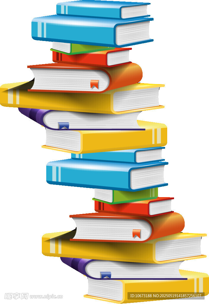 多彩書籍堆疊