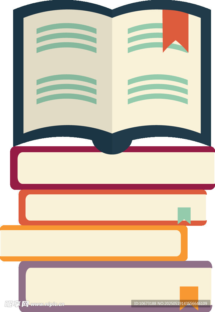堆疊的書籍與翻開的書本