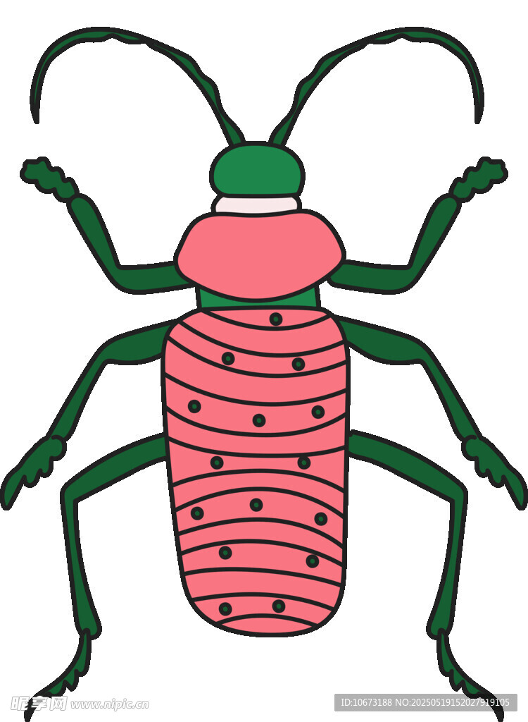 卡通風(fēng)格綠色昆蟲(chóng)插畫(huà)