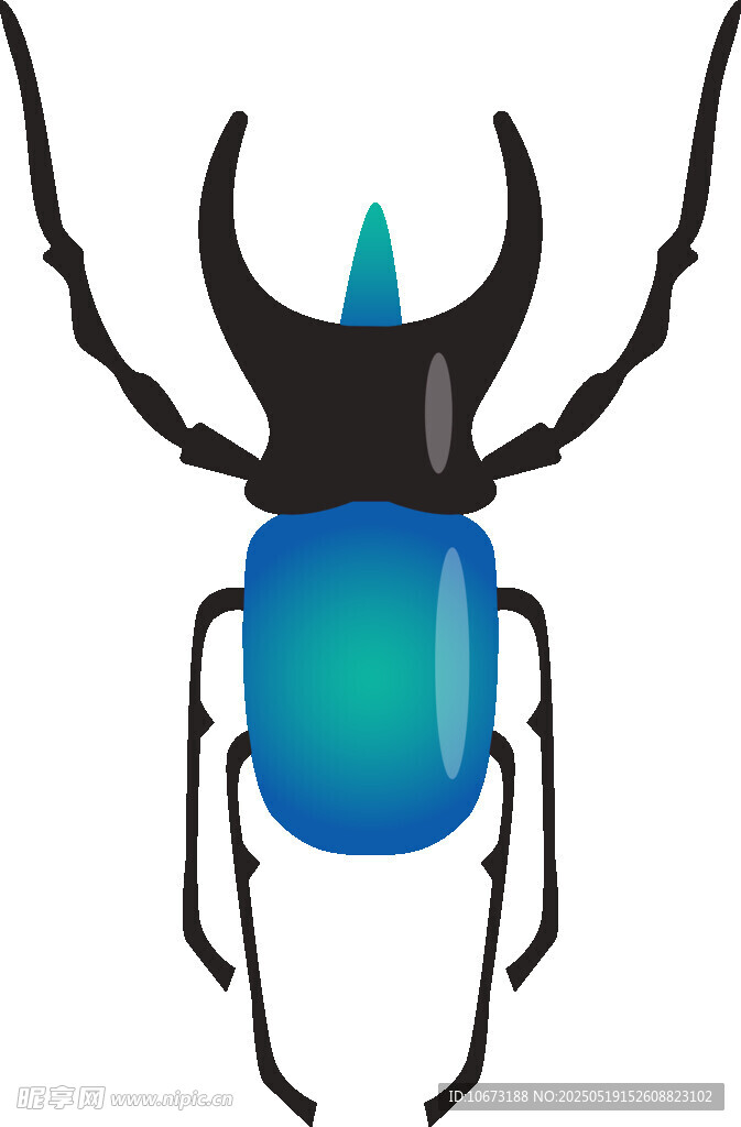 藍(lán)色獨(dú)角甲蟲(chóng)插畫(huà)