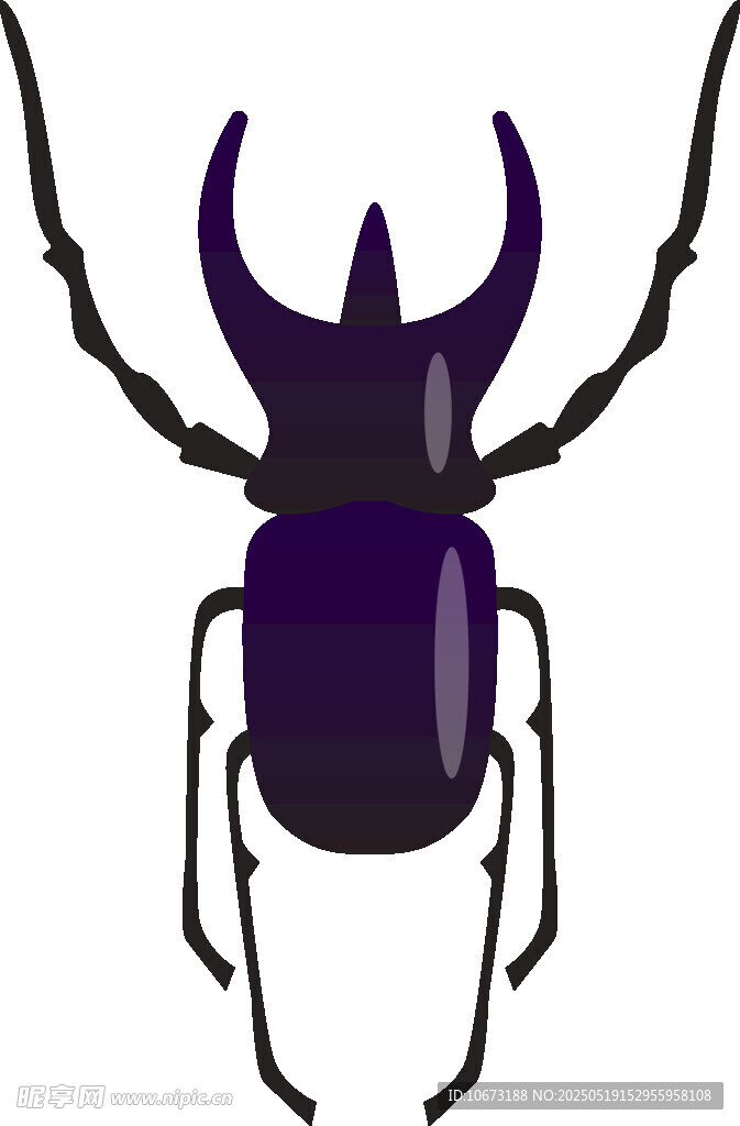 紫色獨(dú)角甲蟲插畫