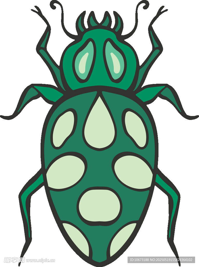 綠色斑點甲蟲插畫