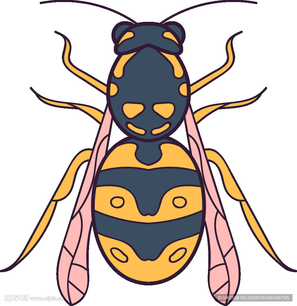 彩色條紋黃蜂插畫