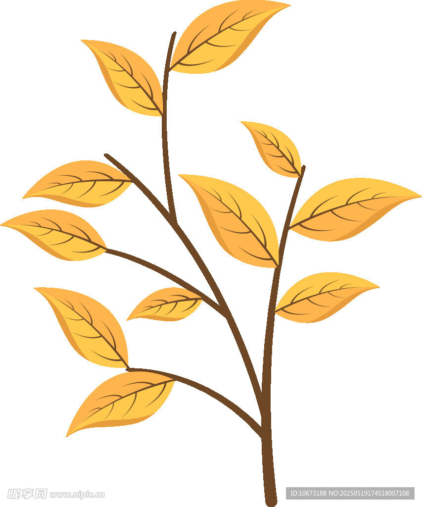 秋日金黃樹葉插畫