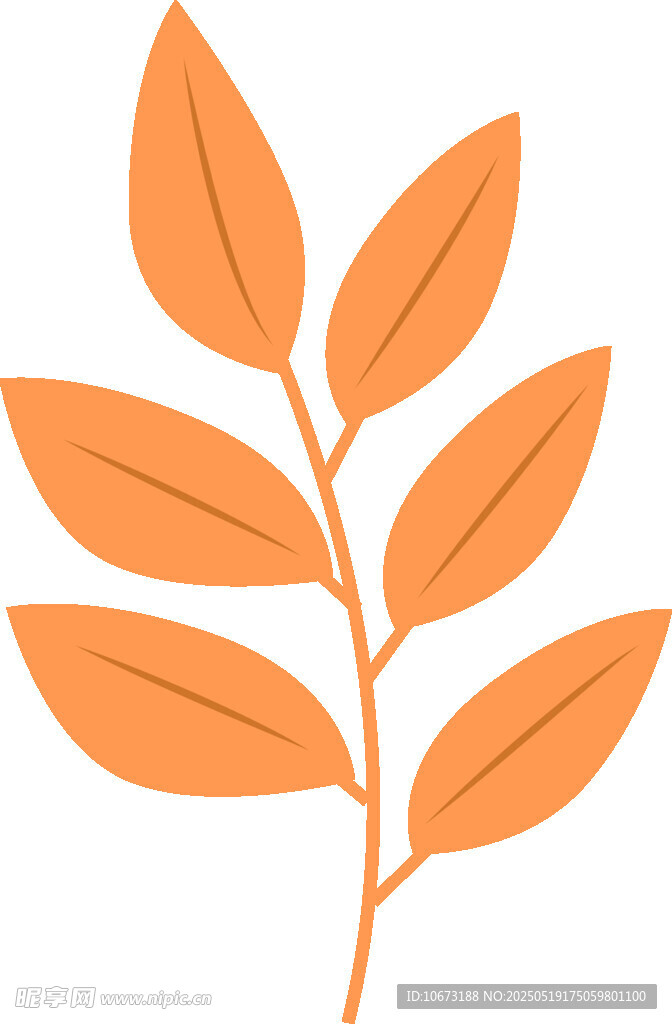 橙色葉片植物插畫