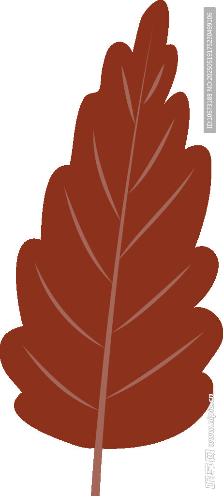 棕紅色單葉插畫