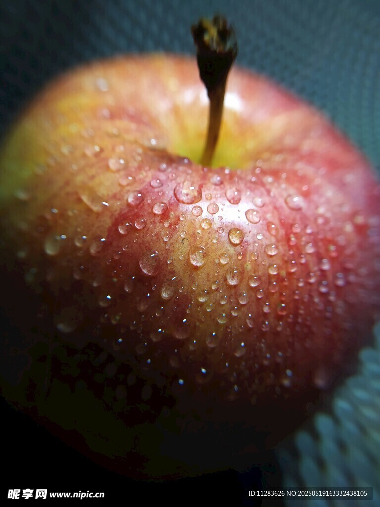 帶水珠的紅蘋果特寫
