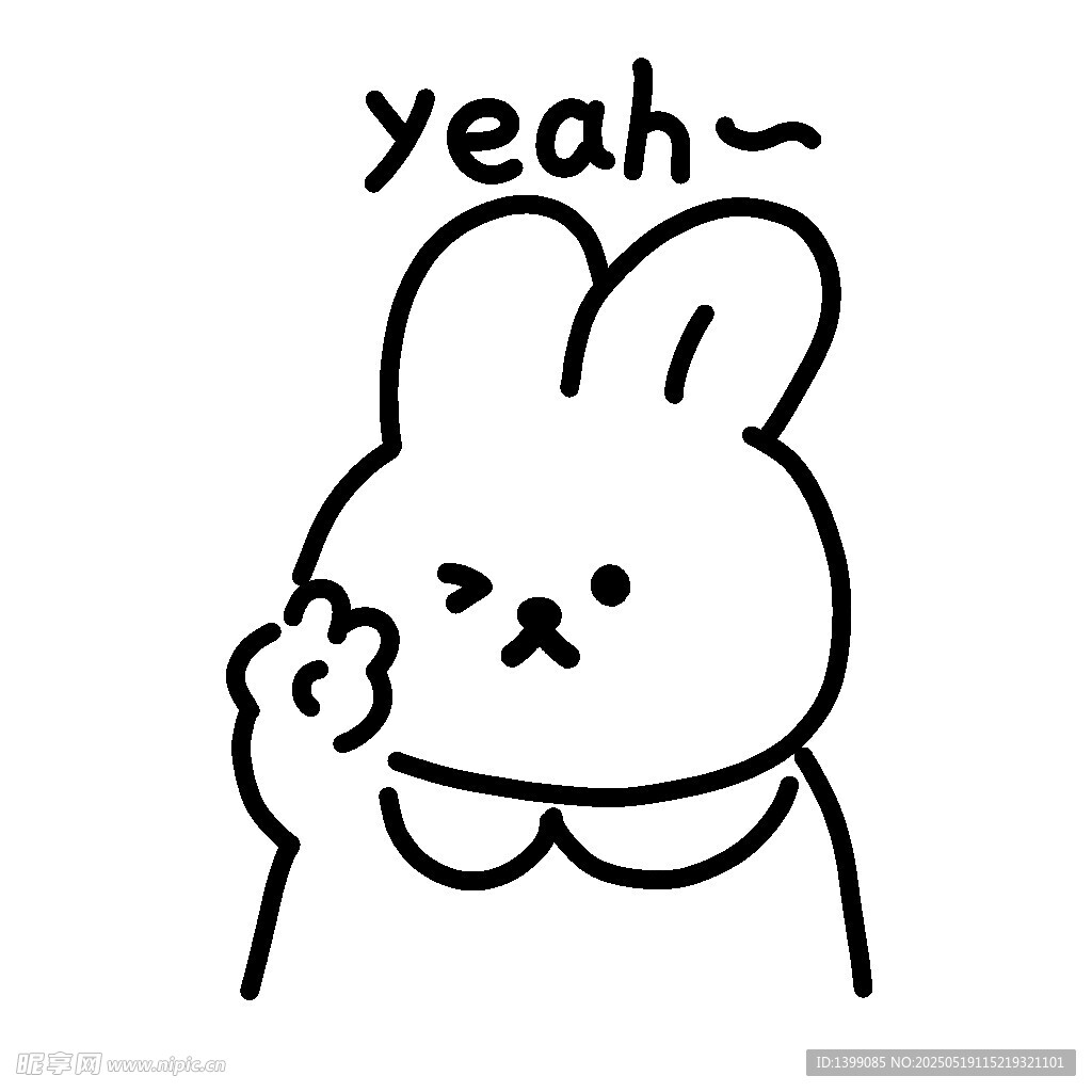 線描風卡通小兔子