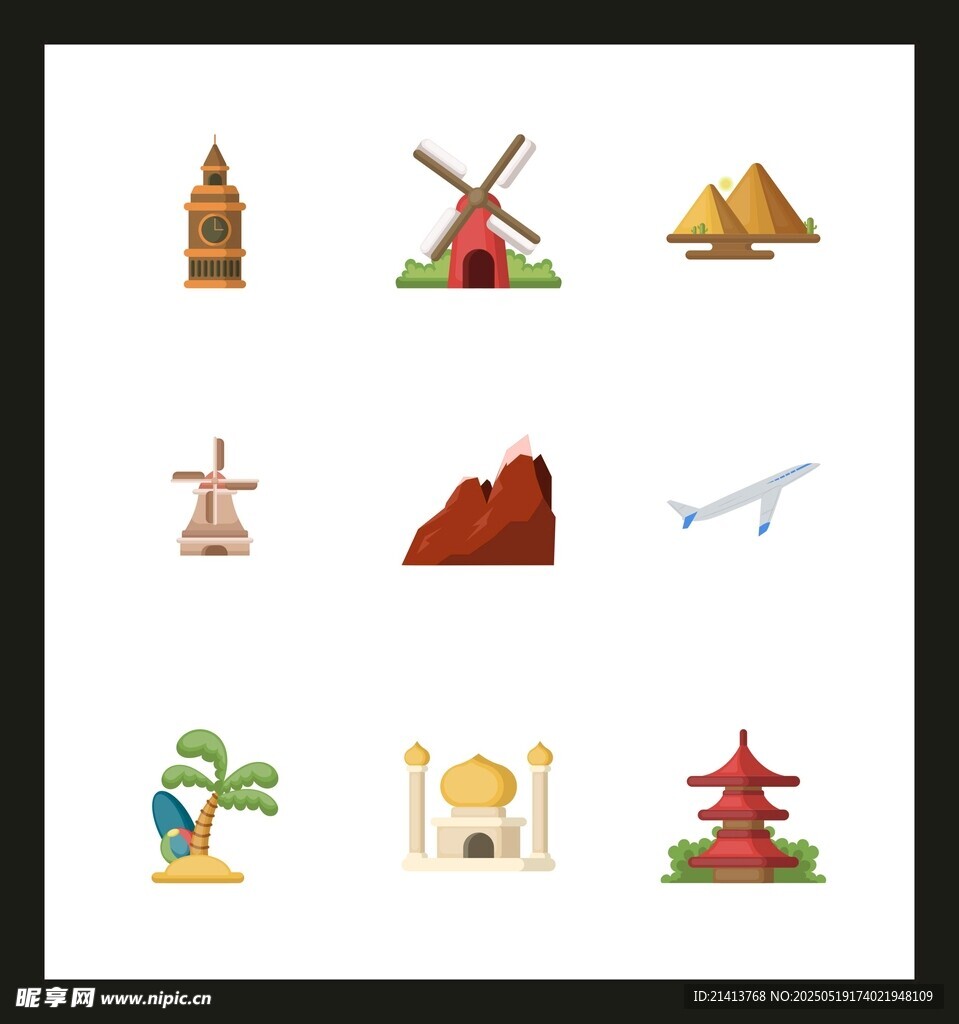 世界著名景點圖標
