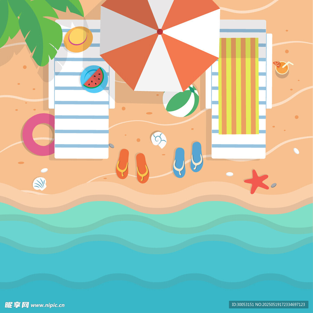 夏日海灘休閑場景