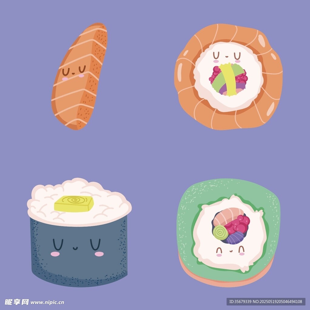 可愛卡通壽司插畫