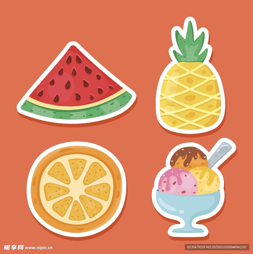夏日水果甜品貼紙集合