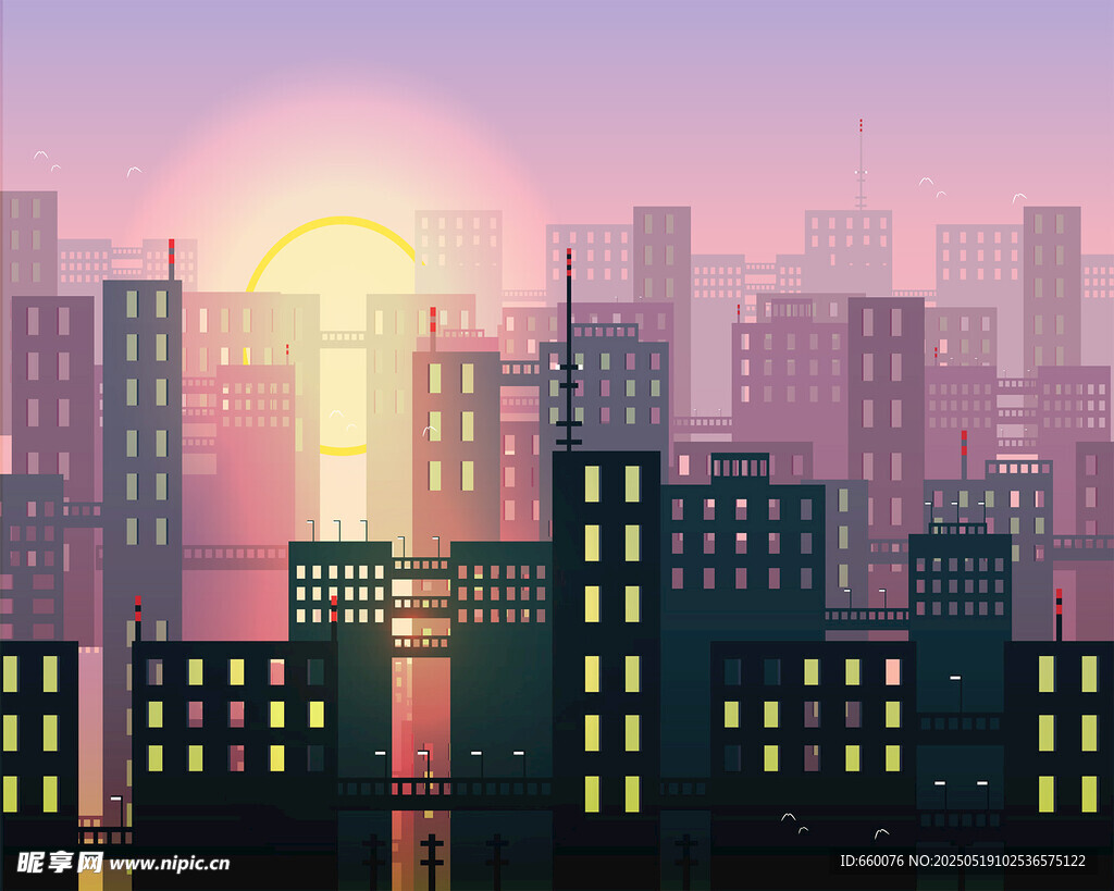 矢量城市夜景 