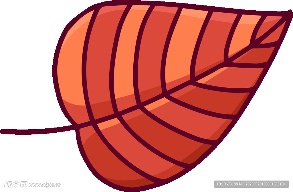 橙紅色條紋葉片插畫