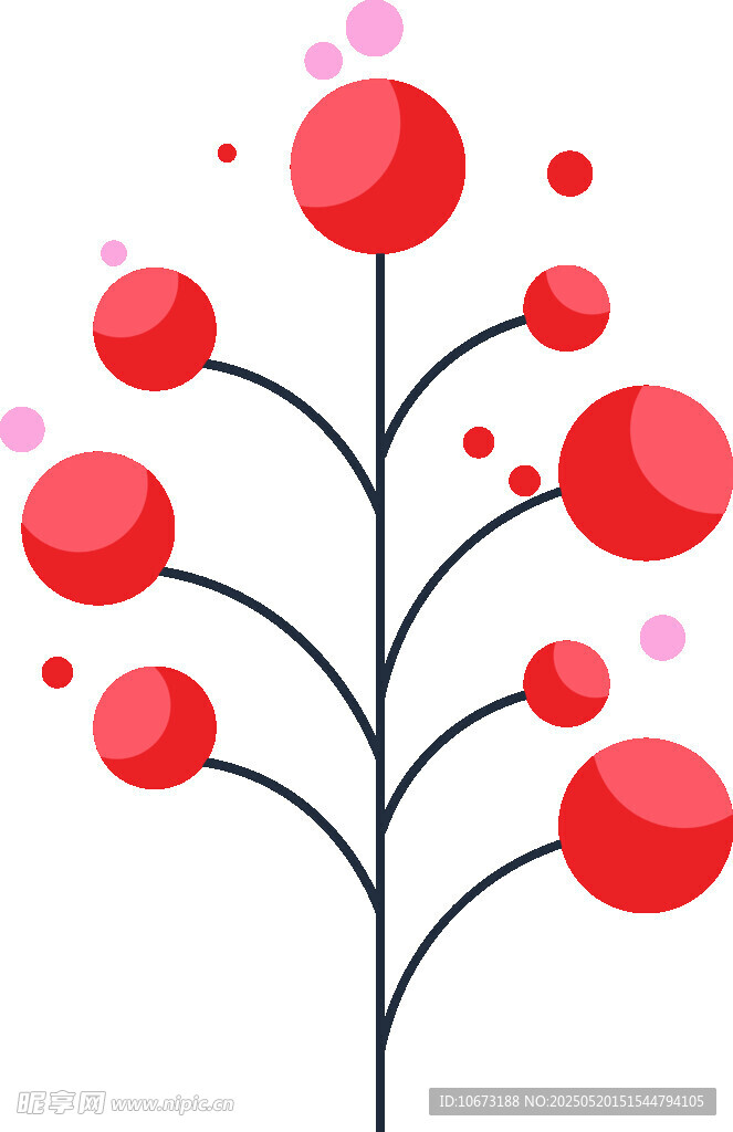 紅色球狀植物插畫圖案
