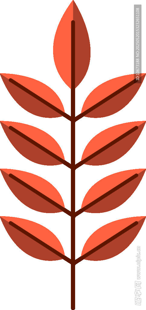 紅色葉片植物插畫(huà)