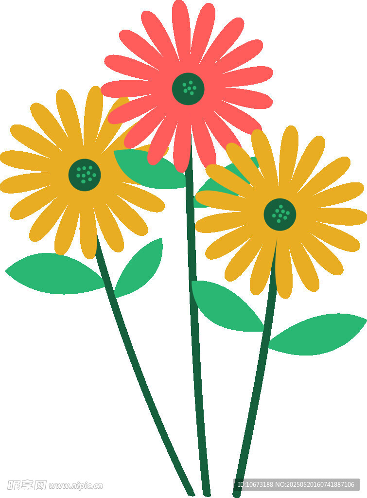 三朵絢麗花朵插畫(huà)