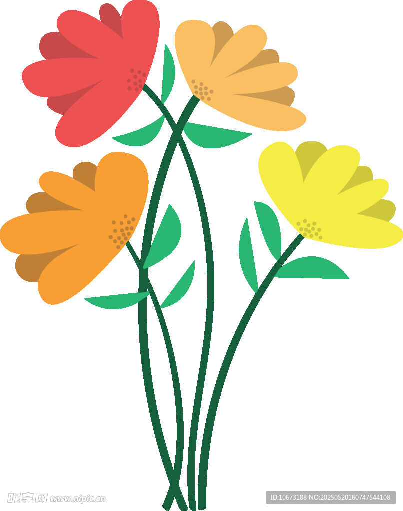 多彩花朵插畫