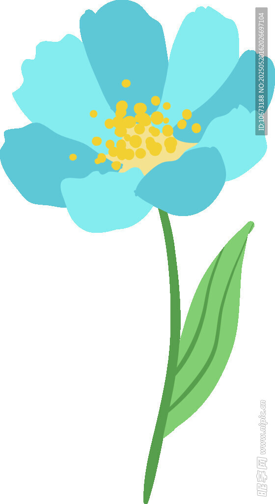 藍色花朵插畫