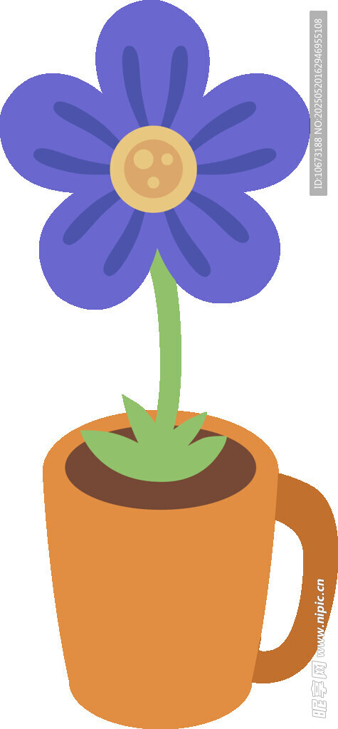杯中紫花插畫