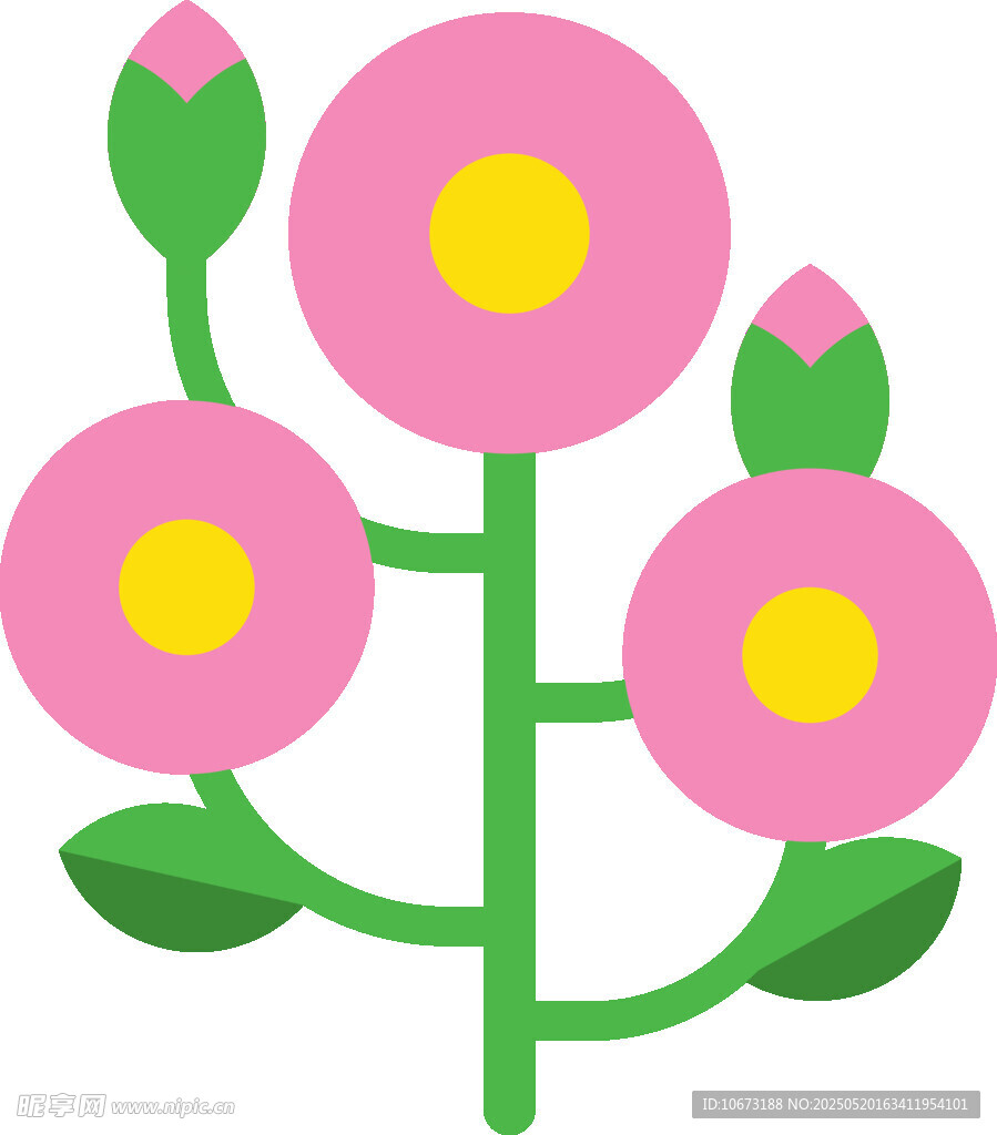 三朵粉色花朵插畫