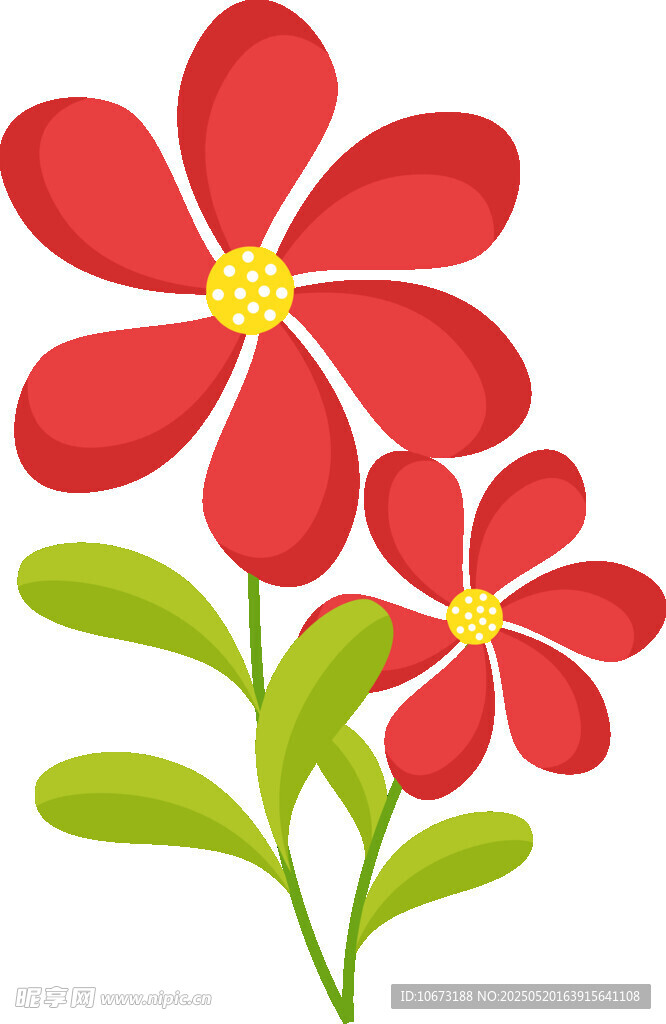 兩朵紅色花朵插畫
