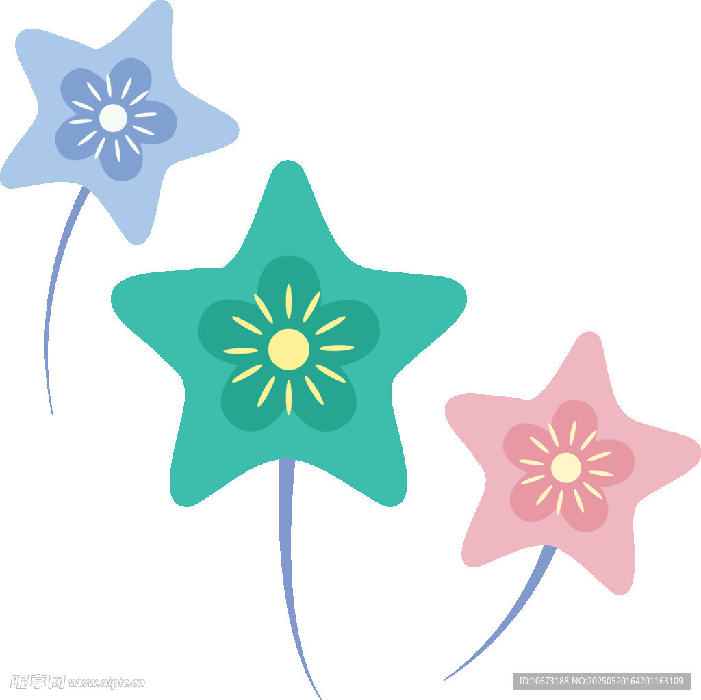 彩色海星花朵裝飾圖案