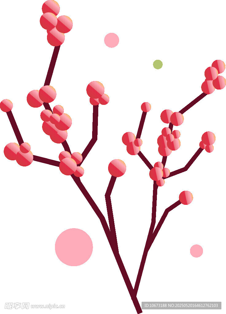 粉色梅花枝插畫