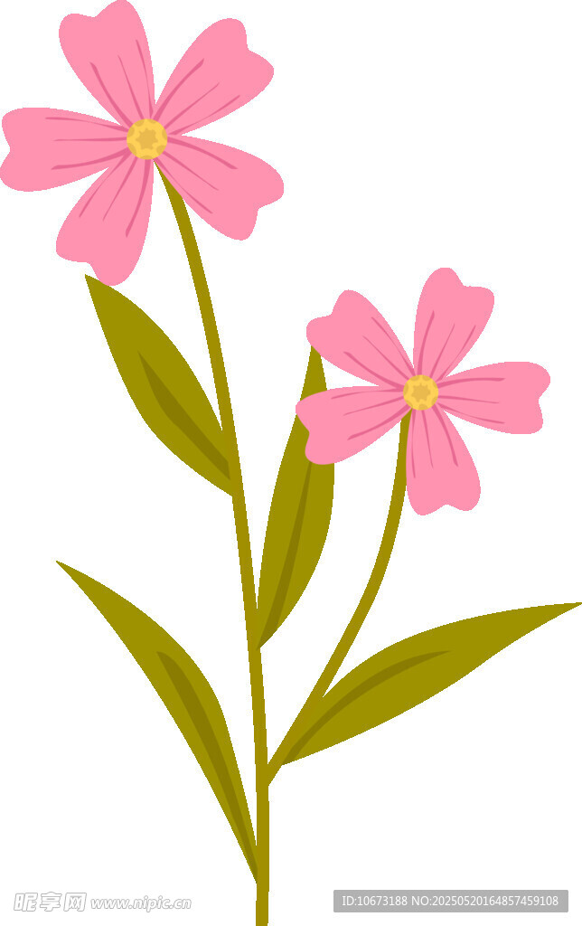 三朵粉色小花插畫