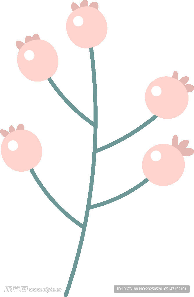 粉色花朵枝條插畫