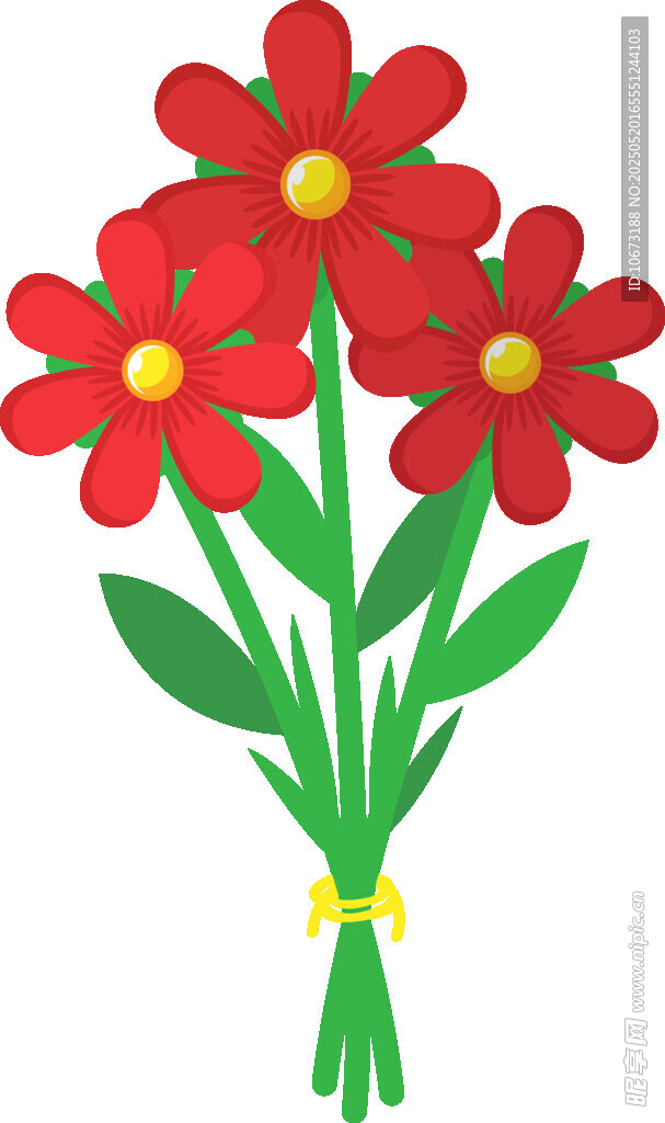 紅色花朵花束插畫