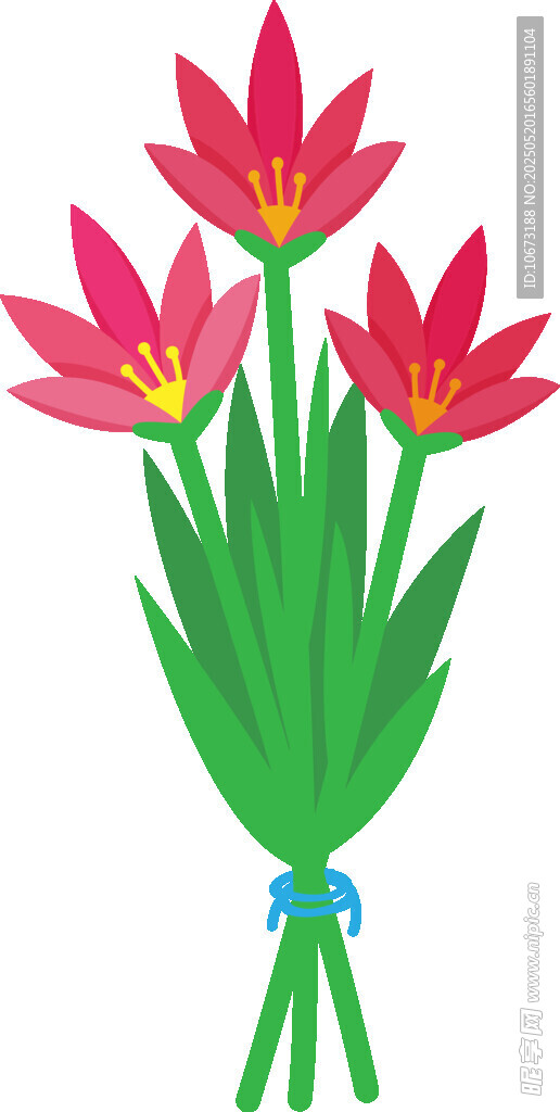 鮮艷粉色花束插畫