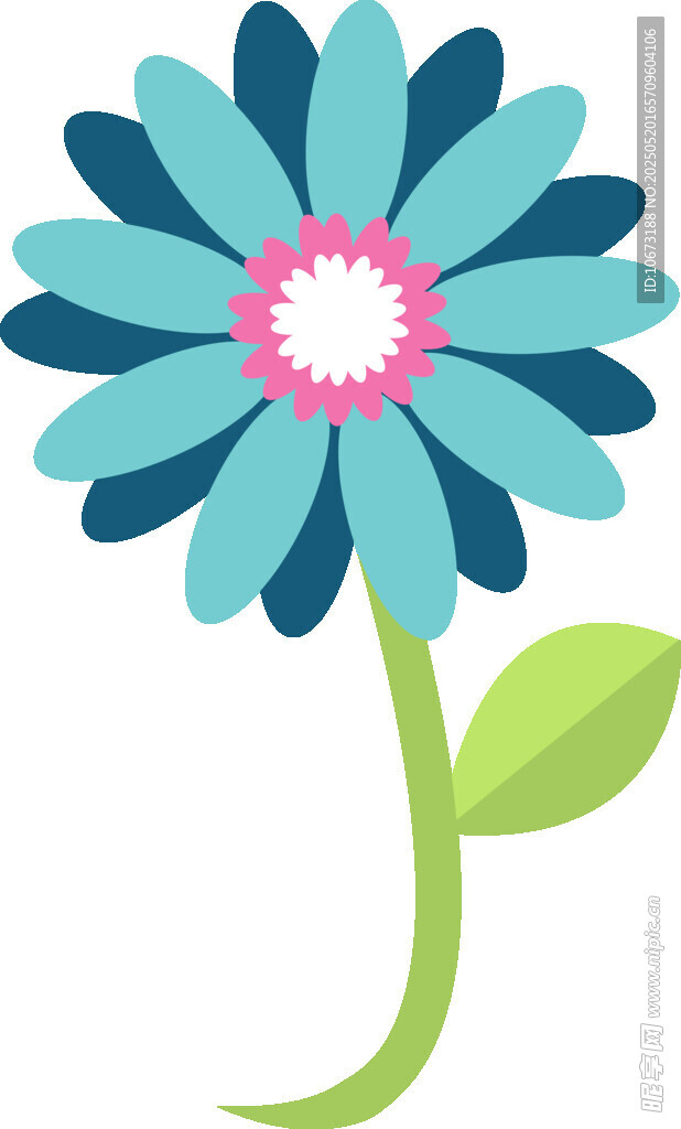 藍色花朵插畫