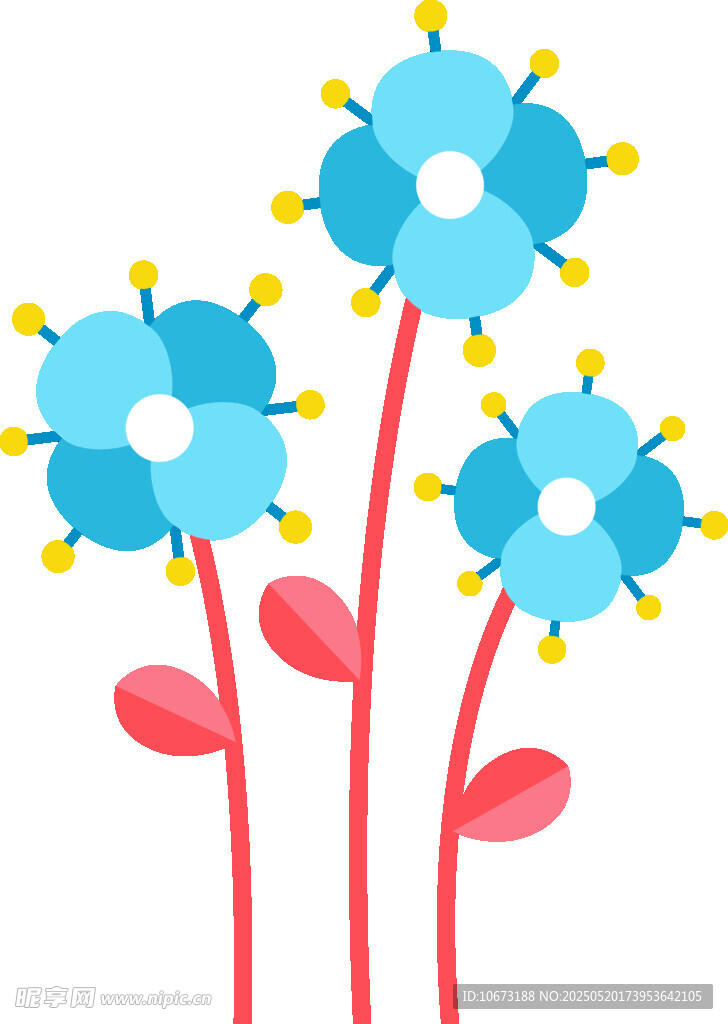 藍色花朵插畫