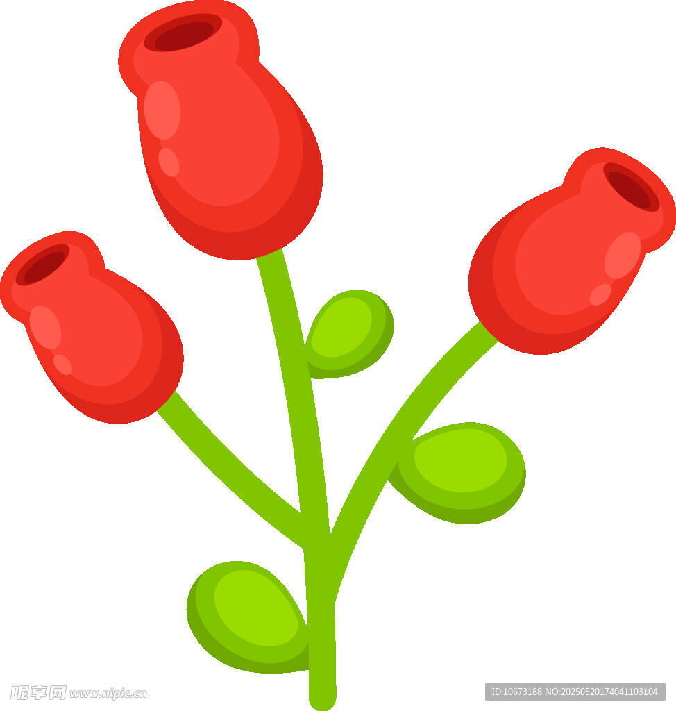 三朵紅花插畫