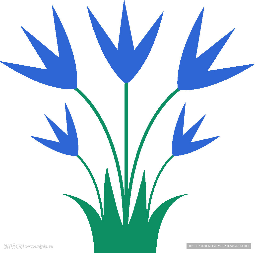 藍色花朵插畫圖案設計