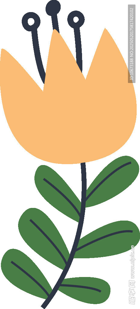 簡約手繪花朵植物圖案