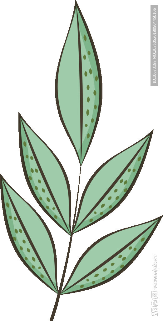 手繪綠葉圖案