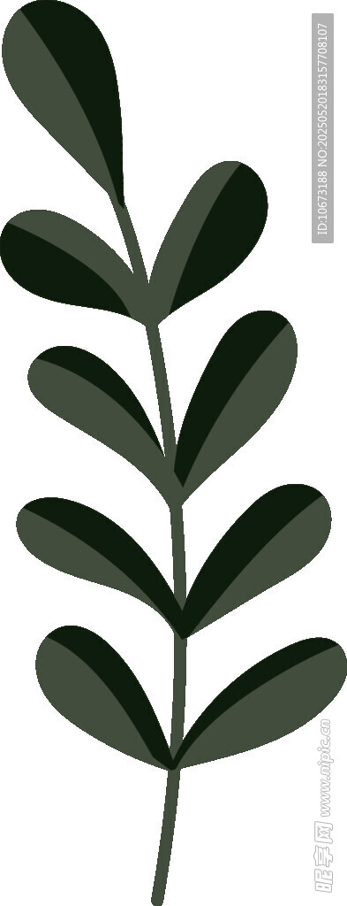 簡約綠葉植物插畫