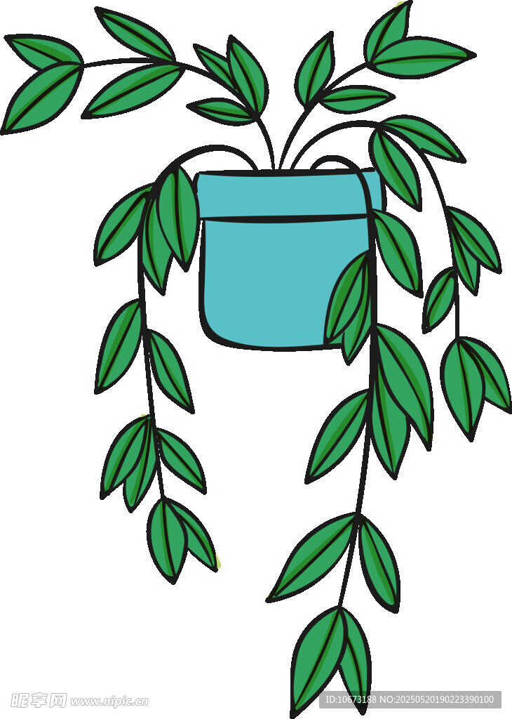 懸掛盆栽綠植插畫