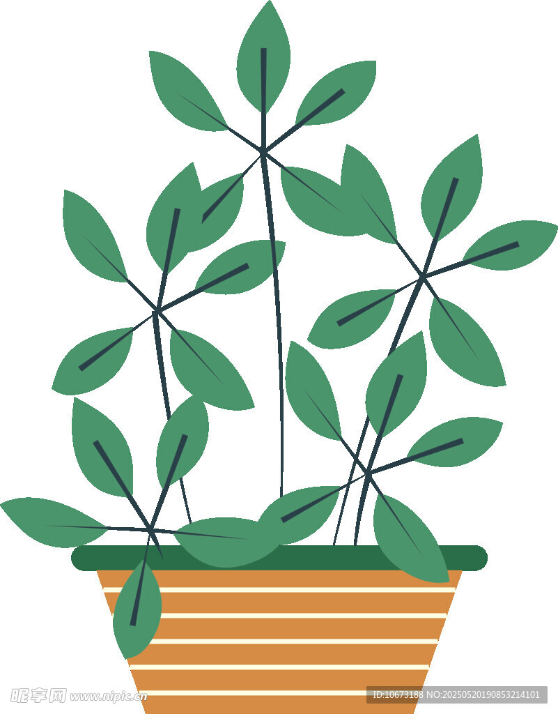 盆栽綠植插畫