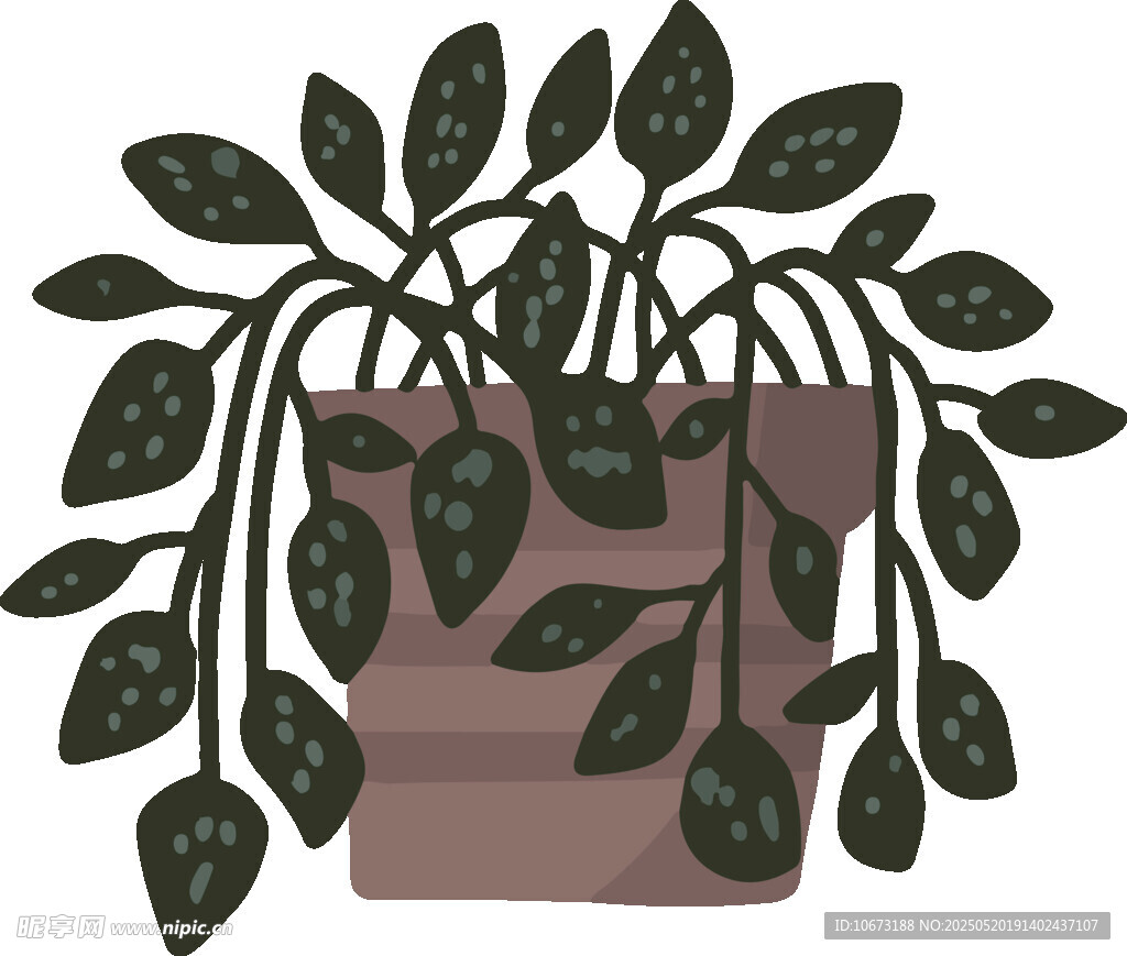 盆栽綠植插畫