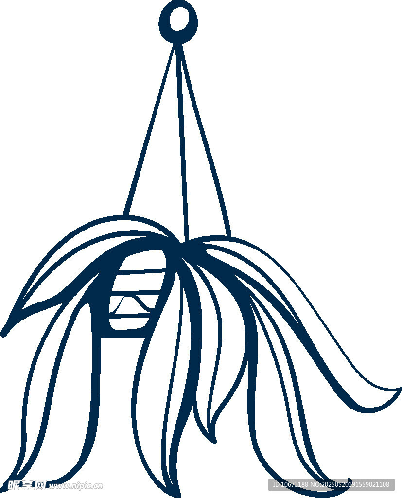 懸掛植物線條插畫