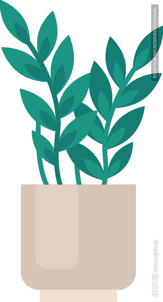 簡約盆栽綠植插畫