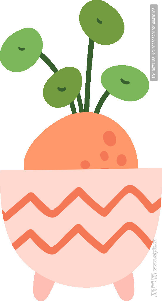 可愛盆栽植物插畫