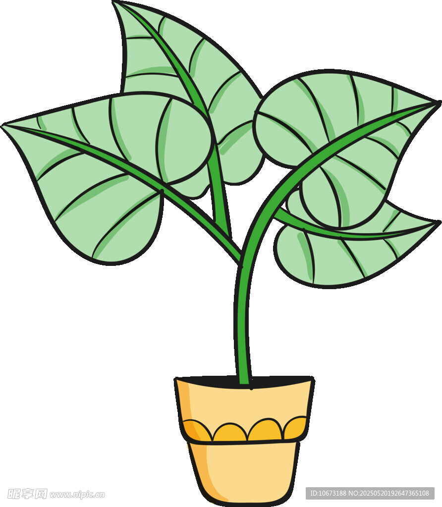 盆栽綠植插畫