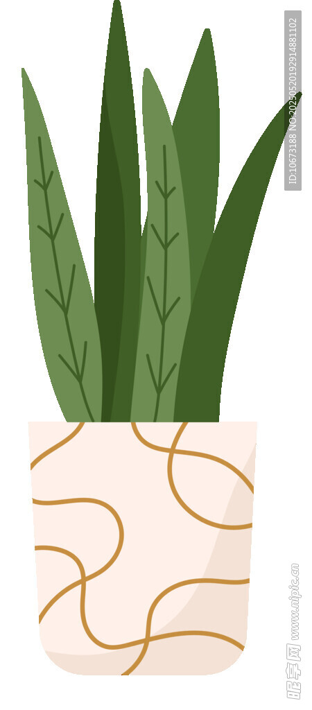 簡約盆栽插畫