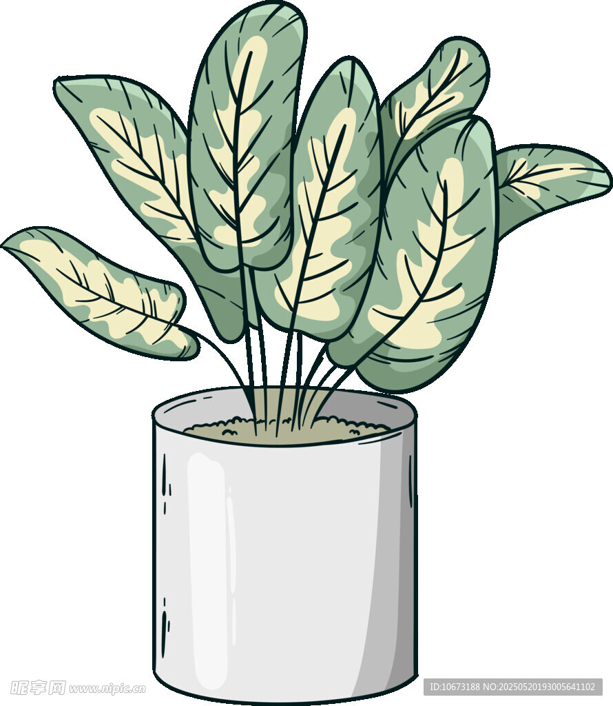 簡約盆栽插畫