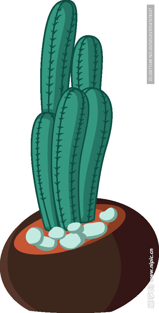 盆栽仙人掌植物插畫