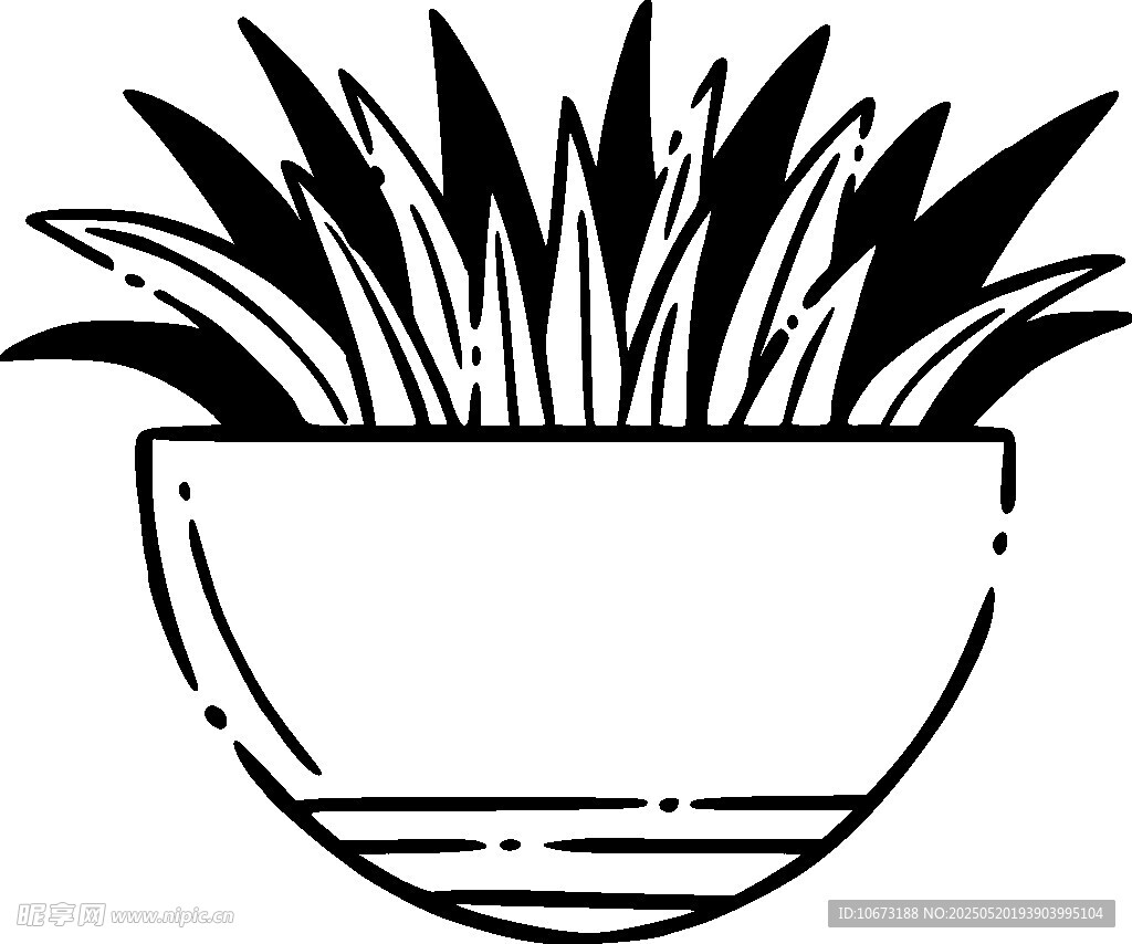 簡約盆栽插畫